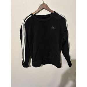 Adidas Women's Small Black White Pullover Sweater Striped Crewneck